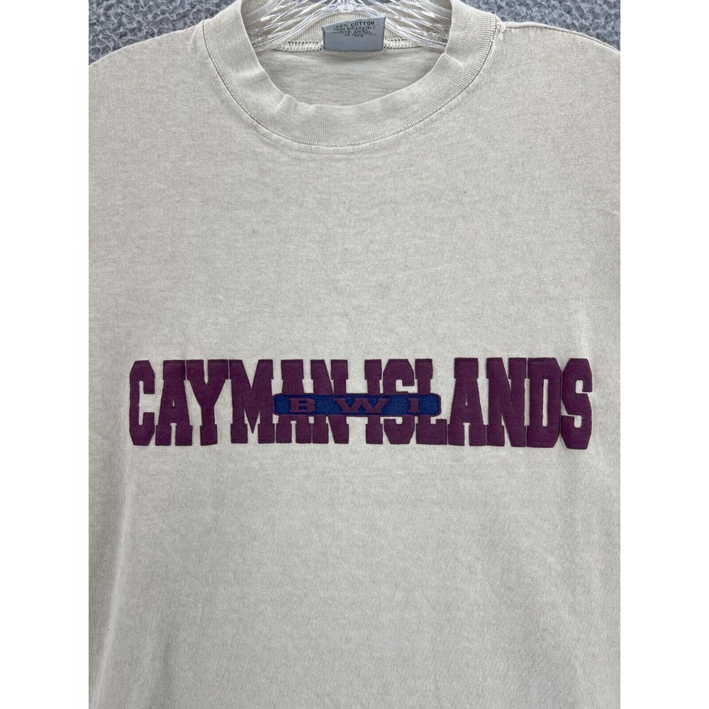 BADGER SPORTSWEAR‎ T Shirt CAYMAN ISLAND Men's XL US Single Stitch Beige READ - Picture 3 of 16